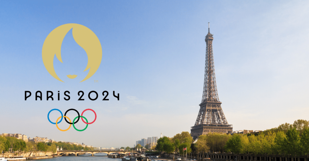 Photo de la Tour Eiffel et logo des jeux olympiques 2024